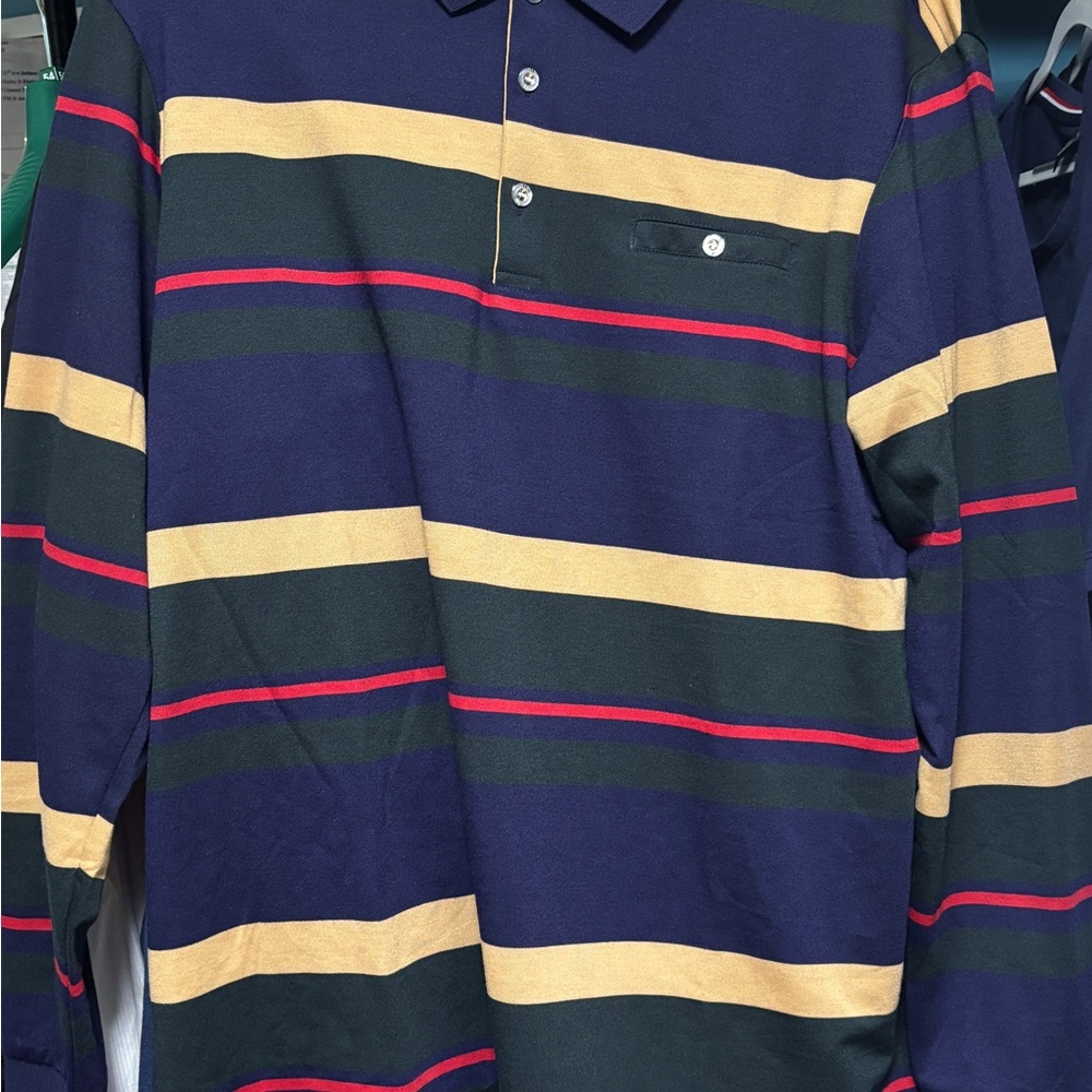 Striped Navy and Gold Men's Polo Shirt